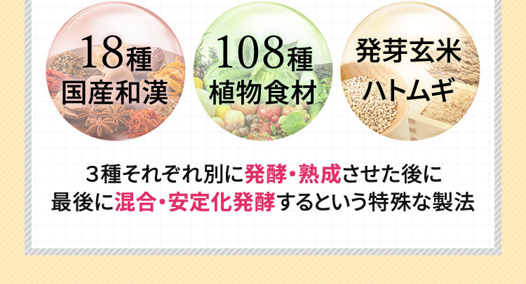 3種類の素材をそれぞれ別に発酵・熟成させます