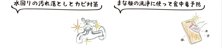 水回りの汚れ落としとカビ対策 まな板の洗浄に使って食中毒予防