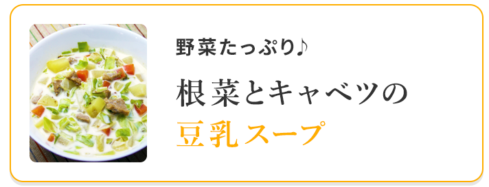 根菜とキャベツの豆乳スープ