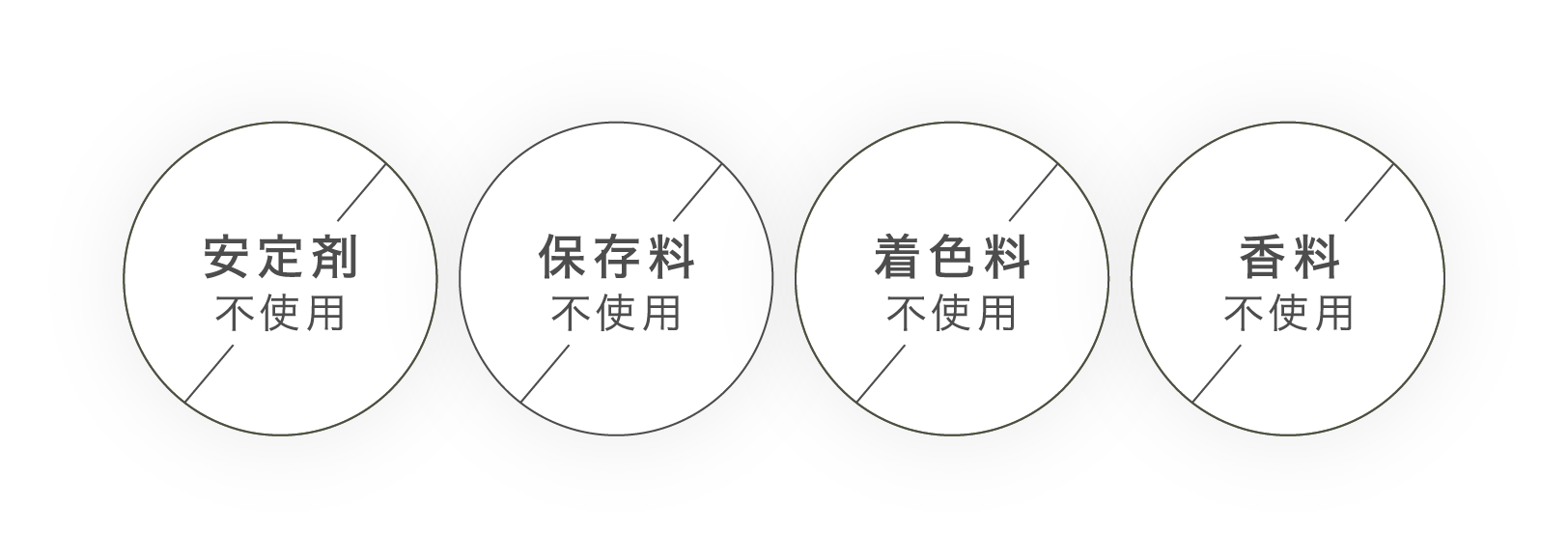 安定剤不使用 保存料不使用 着色料不使用 香料不使用